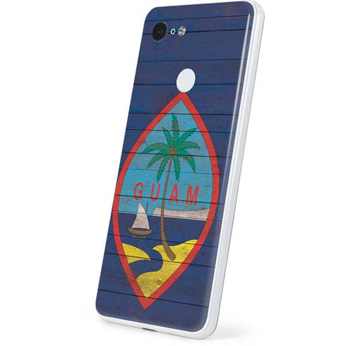 Guam Flag Dark Wood Google Pixel 3 Skin